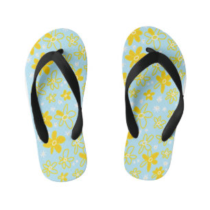 Flower Bouquet Daisy Meadow Sky Yellow White Kid's Flip Flops