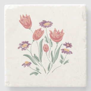 Flower Bouquet Delicate Floral Arrangements Stone Coaster