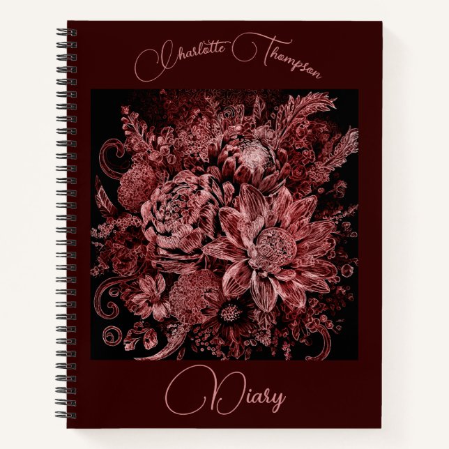Flower bouquet engraved - Diary Notebook (Front)