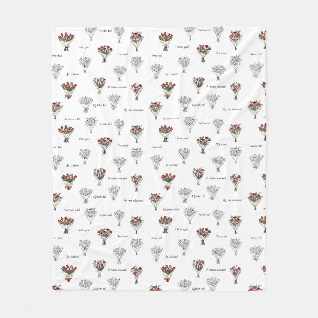 Flower Bouquet Fleece Blanket (Front)