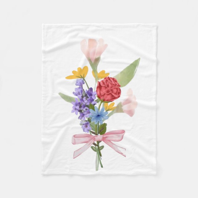 Flower Bouquet Fleece Blanket – Cosy Floral Home  (Front)