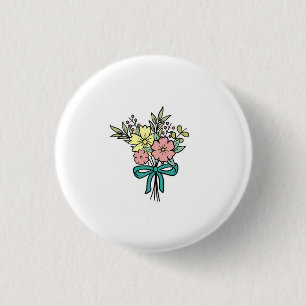 Flower bouquet, floral, colourful 3 cm round badge