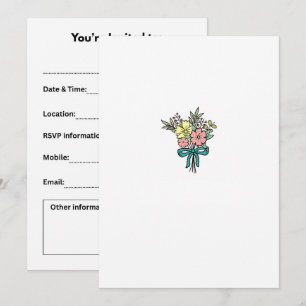 Flower bouquet, floral, colourful invitation