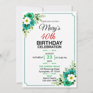 Flower Bouquet Floral Design Birthday Invitation