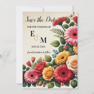 Flower Bouquet Gerbera Roses Wedding Save The Date