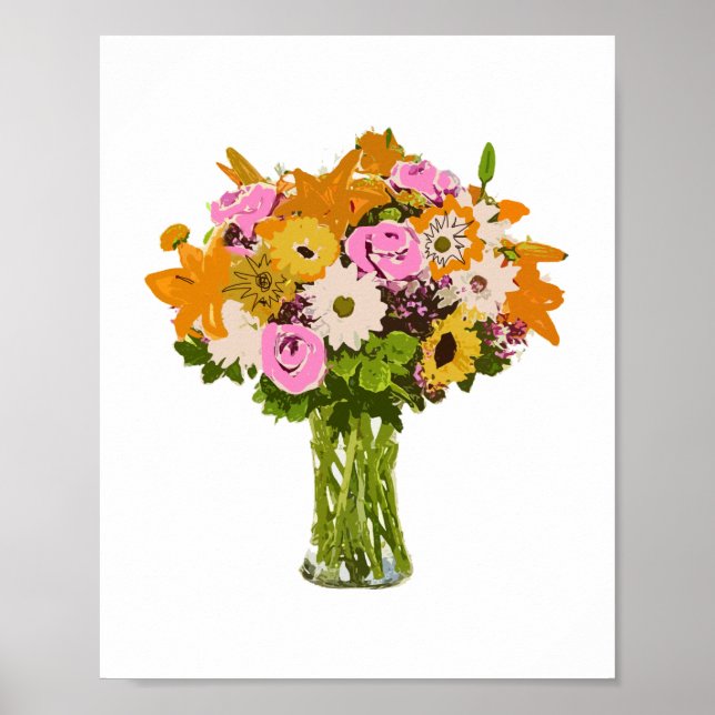 Flower Bouquet in Vase Painting Art Poster (Front)