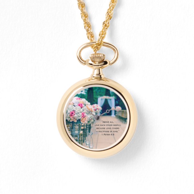 Flower Bouquet Love and Wedding Aisle Bible Verse Watch (Front)