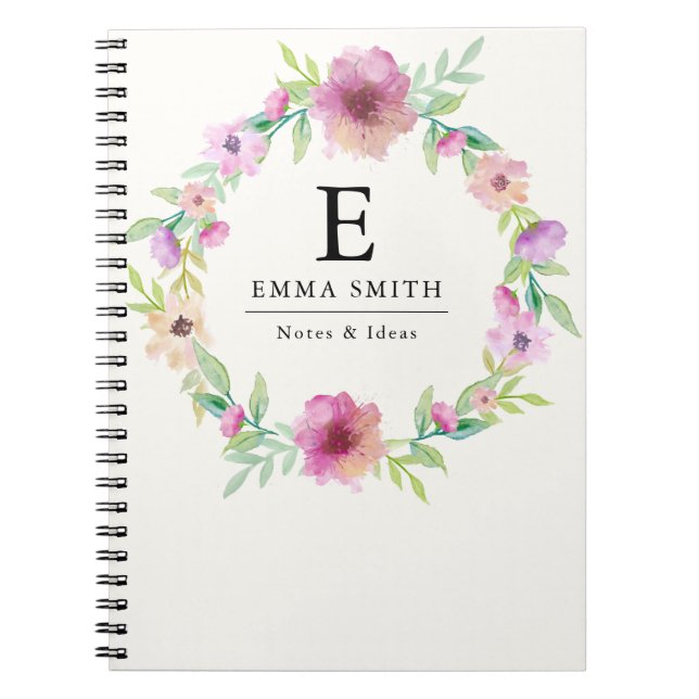 Flower Bouquet monogram Personalised Notebook (Front)