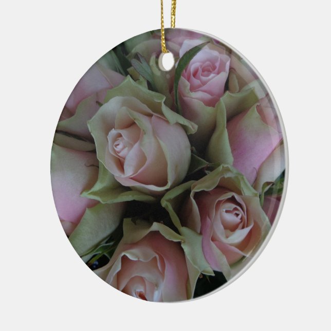 Flower Bouquet of Pink Green Roses Ceramic Tree Decoration (Left)