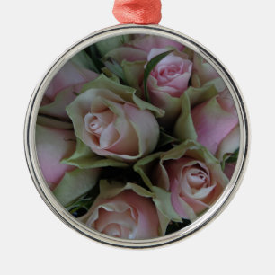 Flower Bouquet of Pink Green Roses Metal Tree Decoration
