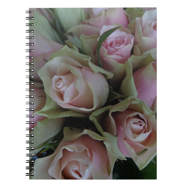 Flower Bouquet of Pink Green Roses Notebook (Front)