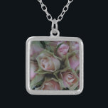 Flower Bouquet of Pink Green Roses Silver Plated Necklace<br><div class="desc">Flower Bouquet of Pink Green Roses</div>