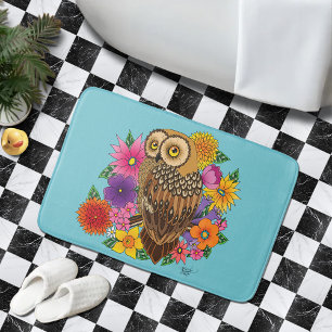 Flower Bouquet Owl Bath Mat