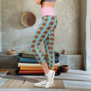 Flower Bouquet Owl Capri Leggings