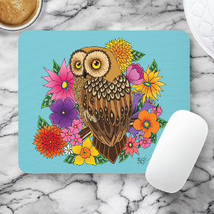 Flower Bouquet Owl Mouse Mat