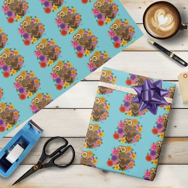 Flower Bouquet Owl Wrapping Paper (Creator Uploaded)
