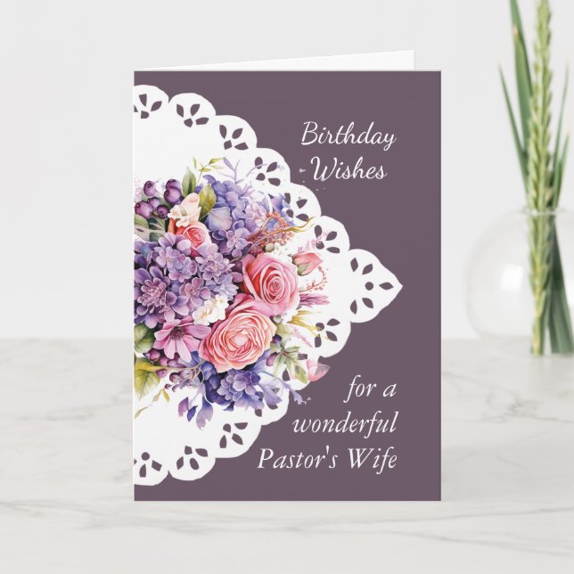  Flower Bouquet Pastor's Wife Birthday Card (Front)