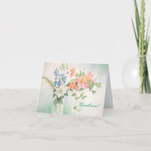 Flower Bouquet Personalised Greeting Card