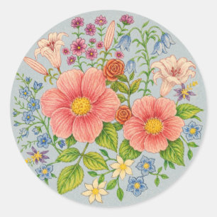 Flower Bouquet Round Stickers