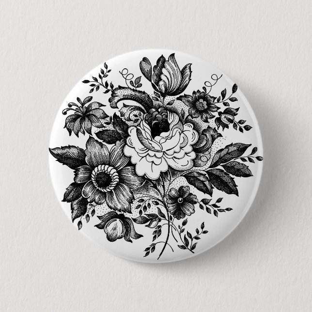 Flower Bouquet Silhouette 6 Cm Round Badge (Front)