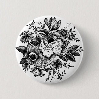 Flower Bouquet Silhouette 6 Cm Round Badge