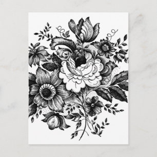 Flower Bouquet Silhouette Postcard