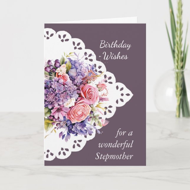  Flower Bouquet Stepmother Birthday Card (Front)