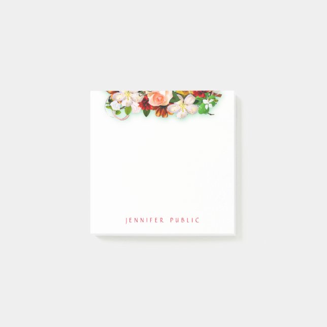 Flower Bouquet Template Elegant Modern Trendy Post-it Notes (Front)
