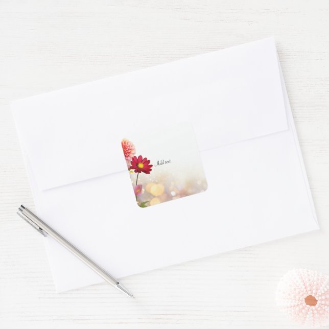 Flower Bouquet TEMPLATE, Square Sticker (Envelope)