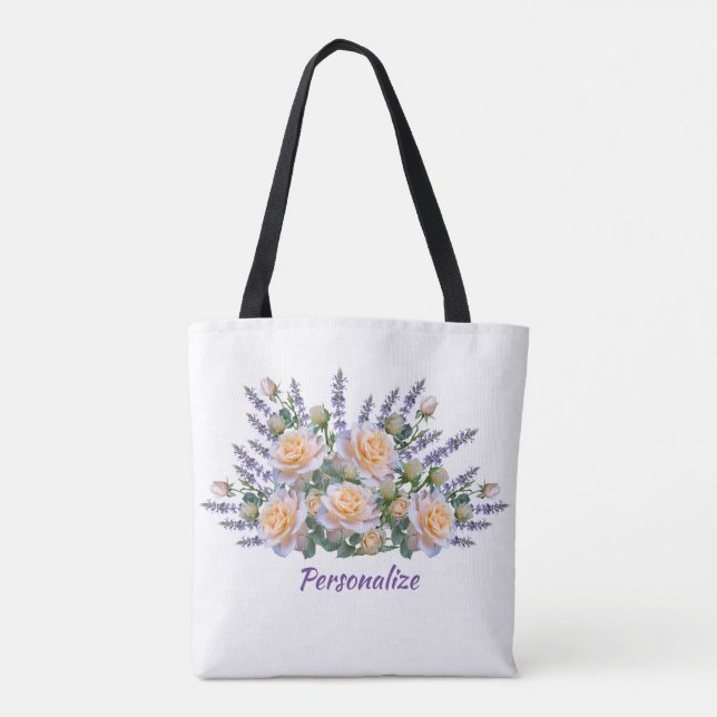 Flower Bouquet Trendy & Stylish Personalise Tote Bag (Back)