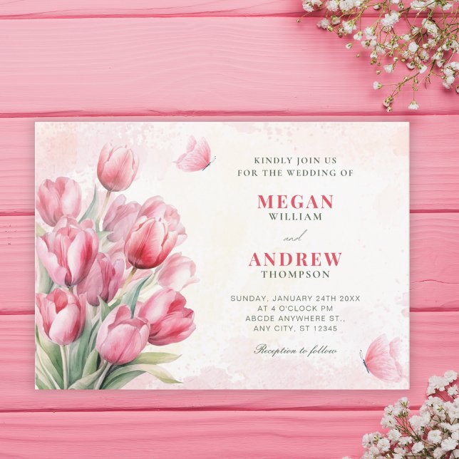 Flower bouquet tulips wedding invitation (Creator Uploaded)