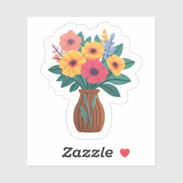 Flower Bouquet Vase | Spring Colourful Drawn Flora (Sheet)