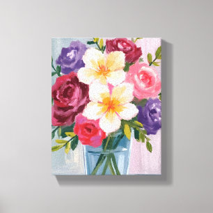 Flower Bouquet Watercolor Floral Painting Canvas Print