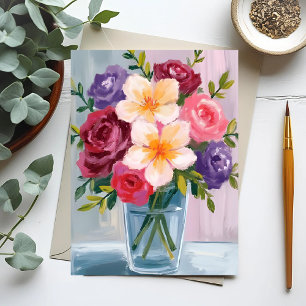 Flower Bouquet Watercolor Floral Painting Postcard