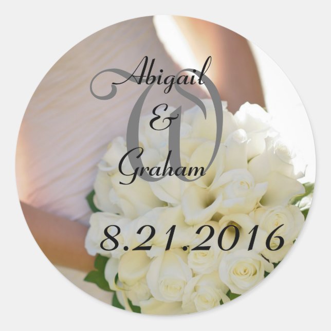 Flower Bouquet Wedding Classic Round Sticker (Front)