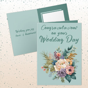 Flower Bouquet Wedding Congratulations green Card