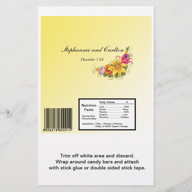 Flower Bouquet Wedding Large Hershey's Wrapper (Front)