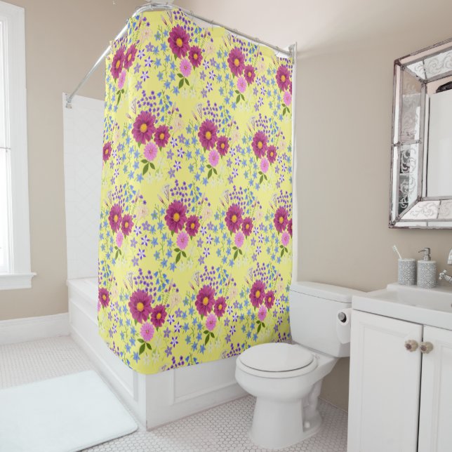 Flower Bouquet with Dahlia Shower Curtain (In Situ)