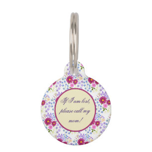 Flower Bouquet with Dahlia White Pet ID Tag