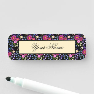 Flower Bouquet With Dahlias Name Tag