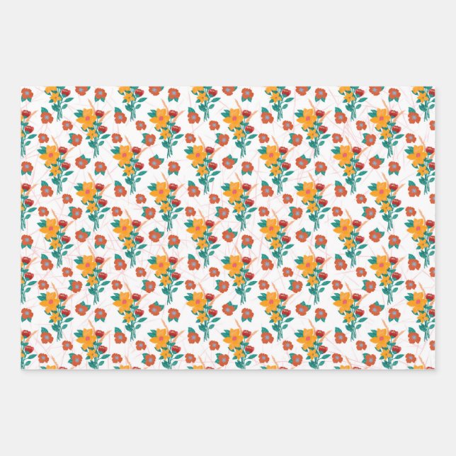 Flower-Bouquet Wrapping Paper Sheet (Front 3)