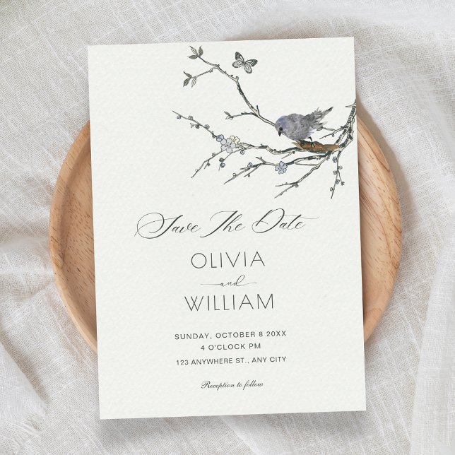Flower branch bird wedding invitation (Creator Uploaded)