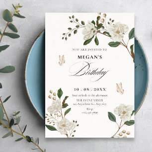 Flower branch birthday invitation