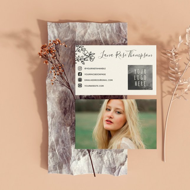 Flower Branch Black Social Media Photo & Logo  Business Card (Creator Uploaded)