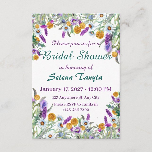   Flower Bridal Shower Invitation Card (Front)