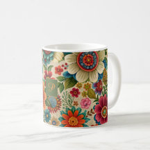 Flower brown purple orange cottagecore Pattern