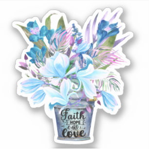 Flower Bucket Blue Faith Hope Love Laptop