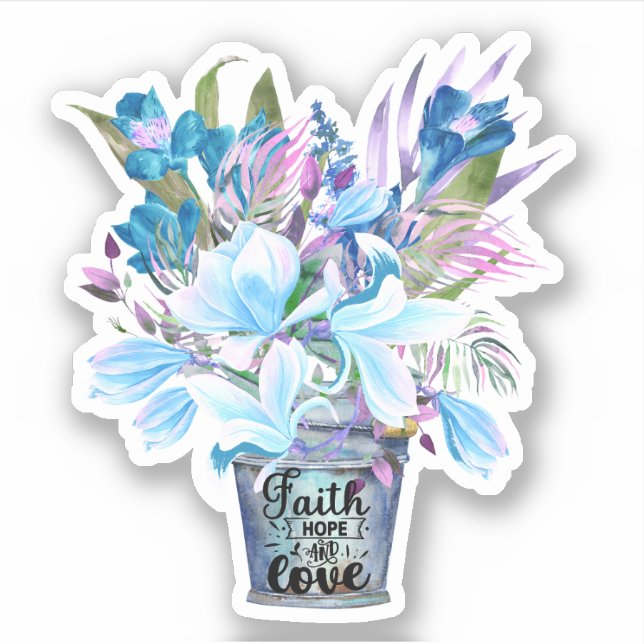 Flower Bucket Blue Faith Hope Love Laptop (Front)