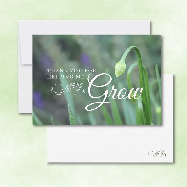 Flower Bud Green Teacher Appreciation Flat Thank You Card (Creator Uploaded)