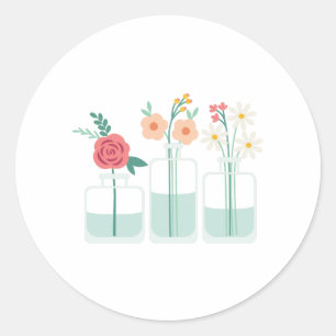 Flower Bud Vases Classic Round Sticker